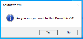 Screenshot of Shutdown VM confirmation popup