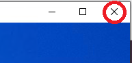Screenshot highlighting the close window button on a VRE window