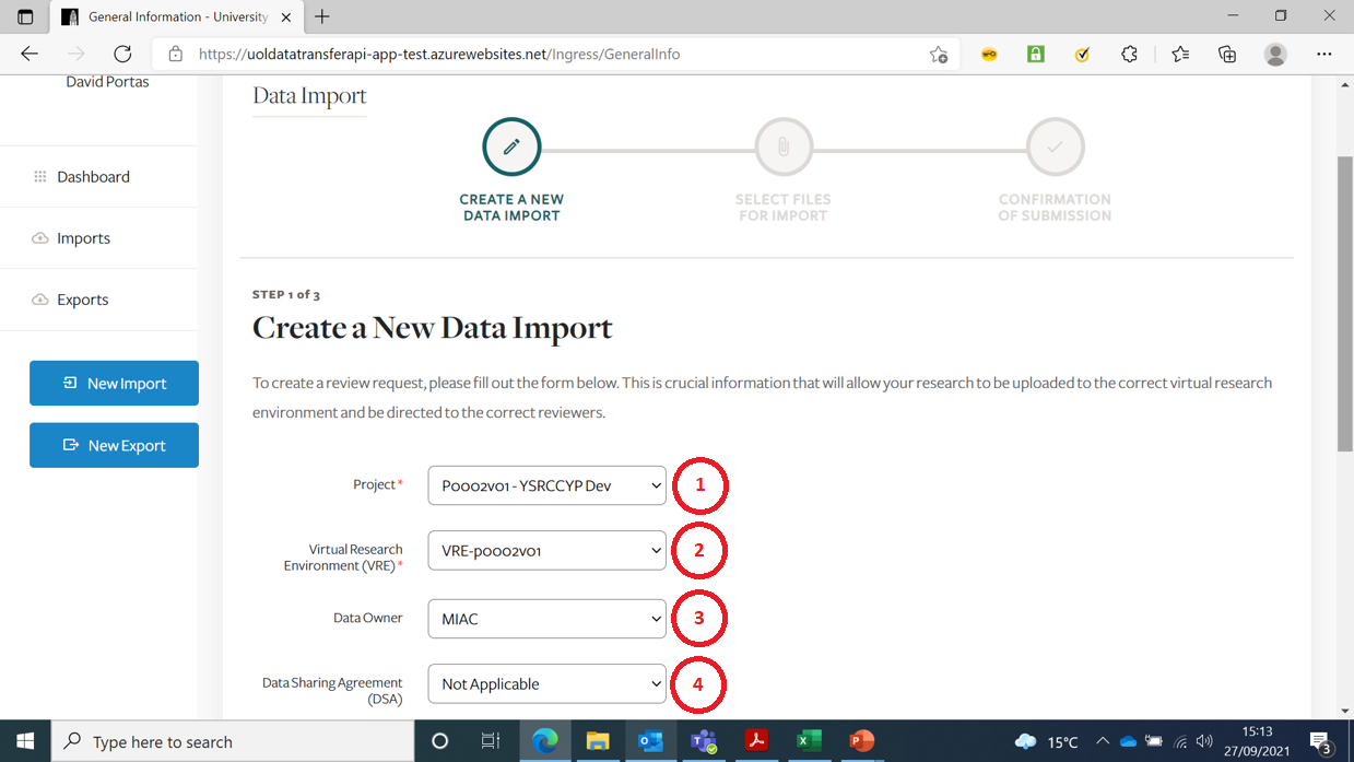 Create New Import Job top